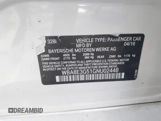 2016 BMW 3 Series 328i xDrive with VIN WBA8E3G51GNU02448, listed as a IAAI auction lot 42259401 with 109,653 mi miles and . Bid and sale history available at DreamBid. Image 9.