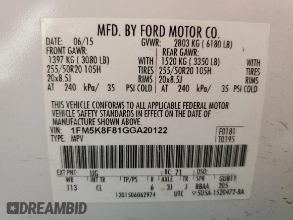 2016 Ford Explorer Limited with VIN 1FM5K8F81GGA20122, listed as a Copart auction lot 53105625 with 151,831 mi miles and Salvage Title. Bid and sale history available at carsss.com. Image 13.