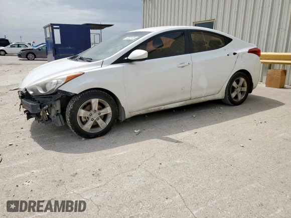 2013 Hyundai Elantra GLS with VIN 5NPDH4AE8DH435627, listed as a Copart auction lot 57332135 with 206,776 mi miles and Salvage title. Bid and sale history available at DreamBid. Image 1.