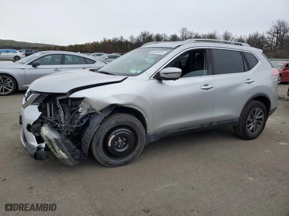 2016 Nissan Rogue SV with VIN 5N1AT2MV6GC862186, listed as a Copart auction lot 52614815 with 111,015 mi miles and Salvage Title. Bid and sale history available at carsss.com. Image 1.