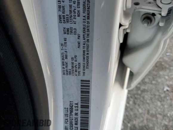 2023 Ram 1500 Tradesman with VIN 1C6SRFGT7PN684311, listed as a Copart auction lot 69792804 with 13,946 mi miles and Salvage title. Bid and sale history available at DreamBid. Image 13.
