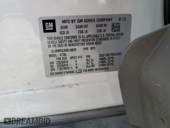 2022 Buick Encore GX Essence with VIN KL4MMFSL8NB148628, listed as a Copart auction lot 49227105 with 19,872 mi miles and Salvage title. Bid and sale history available at DreamBid. Image 14.