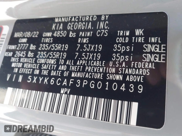 2023 Kia Sportage X-Line with VIN 5XYK6CAF3PG010439, listed as a IAAI auction lot 41936265 with 23,948 mi miles. Bid and sale history available at carsss.com. Image 9.