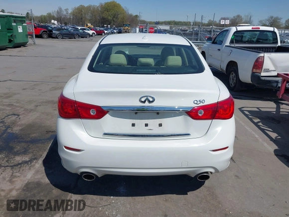 2014 Infiniti Q50 Premium with VIN JN1BV7APXEM691474, listed as a IAAI auction lot 41884939 with 135,559 mi miles. Bid and sale history available at carsss.com. Image 16.