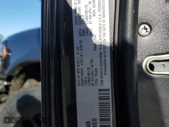 2023 Ram 2500 Power Wagon with VIN 3C6TR5EJ9PG555608, listed as a Copart auction lot 82801934 with 17,298 mi miles and Salvage Title. Bid and sale history available at carsss.com. Image 12.