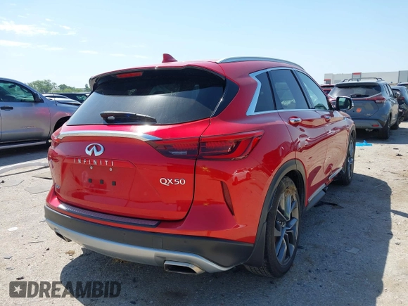 2021 Infiniti QX50 Autograph with VIN 3PCAJ5DB0MF111875, listed as a IAAI auction lot 42247848 with 27,418 mi miles and . Bid and sale history available at DreamBid. Image 4.