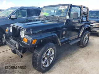 2002 Jeep Wrangler Sahara with VIN 1J4FA59S62P722411, listed as a Copart auction lot 74080364 with 0 mi miles and Non Repairable. Bid and sale history available at carsss.com. Image 1.