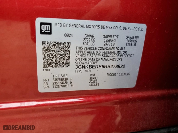 2024 Chevrolet Blazer RS with VIN 3GNKBERS6RS278922, listed as a Copart auction lot 79643724 with 6,334 mi miles and Salvage Title. Bid and sale history available at carsss.com. Image 15.