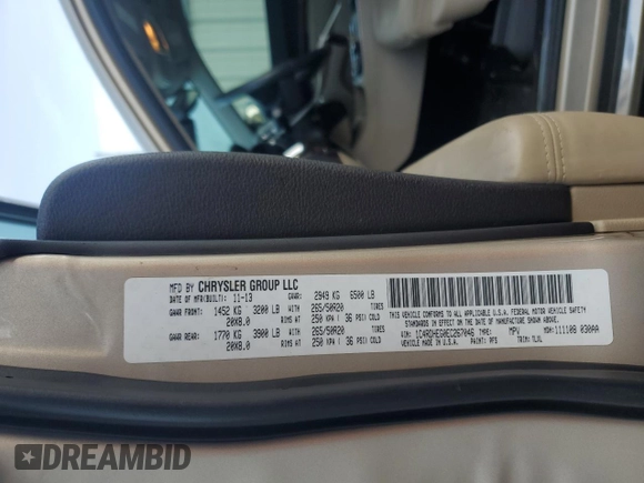 2014 Dodge Durango Citadel z VIN 1C4RDHEG0EC267046, wystawiony jako Copart lot #64463325 z przebiegiem 137 048 mil mil oraz Szkoda całkowita • Salvage title. Historia ofert i sprzedaży dostępna na DreamBid. Obrazek 13.