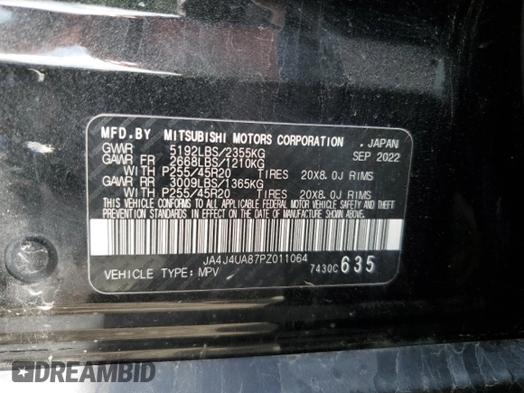 2023 Mitsubishi Outlander SE z VIN JA4J4UA87PZ011064, wystawiony jako Copart lot #56148365 z przebiegiem 28 144 mil mil oraz Szkoda całkowita • Salvage title. Historia ofert i sprzedaży dostępna na DreamBid. Obrazek 14.