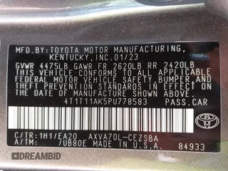 2023 Toyota Camry SE with VIN 4T1T11AK5PU778583, listed as a IAAI auction lot 41721664 with 41,145 mi miles and . Bid and sale history available at DreamBid. Image 9.