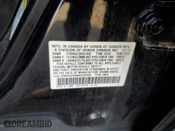 2010 Acura MDX Technology with VIN 2HNYD2H48AH529505, listed as a Copart auction lot 50682825 with 122,832 mi miles and Salvage Title. Bid and sale history available at DreamBid. Image 13.
