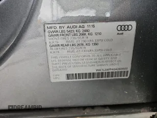 2016 Audi Q5 Premium Plus with VIN WA1L2AFP4GA083500, listed as a Copart auction lot 58299895 with 94,001 mi miles and Salvage title. Bid and sale history available at DreamBid. Image 13.