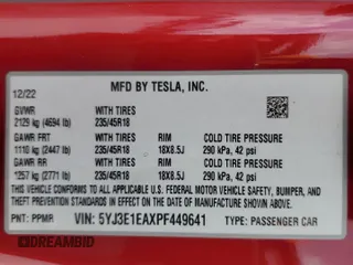 2023 Tesla Model 3 с VIN 5YJ3E1EAXPF449641, выставлен на аукционе Copart как лот 64617285 с пробегом 160 659 миль миль и Чистый • Clean title. История ставок и продаж доступна на DreamBid. Изображение 12.
