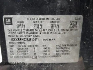 2015 GMC Acadia SLE with VIN 1GKKRPKD2FJ310441, listed as a Copart auction lot 84489804 with 190,654 mi miles and Clean Title. Bid and sale history available at carsss.com. Image 13.
