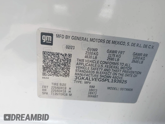 2023 GMC Terrain SLT z VIN 3GKALVEG5PL193925, wystawiony jako IAAI lot #42831280 z przebiegiem 49 297 mil mil oraz . Historia ofert i sprzedaży dostępna na DreamBid. Obrazek 9.
