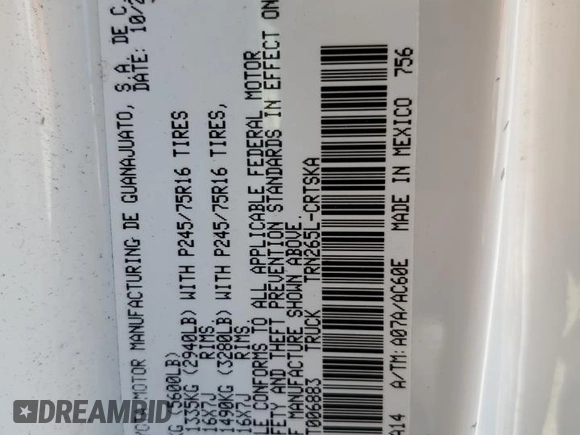 2021 Toyota Tacoma SR z VIN 3TYRX5GN1MT006883, wystawiony jako Copart lot #56224415 z przebiegiem 98 866 mil mil oraz Szkoda całkowita • Salvage title. Historia ofert i sprzedaży dostępna na DreamBid. Obrazek 12.