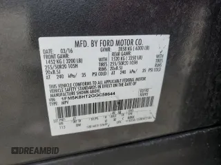 2016 Ford Explorer Platinum with VIN 1FM5K8HT2GGC58644, listed as a Copart auction lot 41653235 with Not Provided miles and Salvage Title. Bid and sale history available at DreamBid. Image 13.