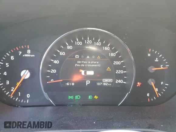 2020 Kia Sorento EX V6 with VIN 5XYPHDA57LG621081, listed as a Copart auction lot 43546465 with 107,182 mi miles and Salvage Title. Bid and sale history available at carsss.com. Image 9.