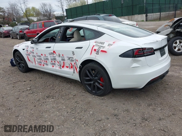 2023 Tesla Model S Plaid with VIN 5YJSA1E68PF507197, listed as a IAAI auction lot 42062258 with Not provided miles and . Bid and sale history available at DreamBid. Image 3.