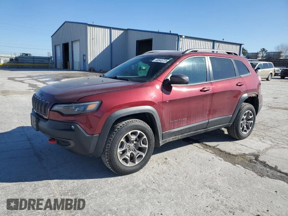 2021 Jeep Cherokee Trailhawk with VIN 1C4PJMBX7MD139411, listed as a Copart auction lot 48545725 with 54,095 mi miles and Salvage title. Bid and sale history available at DreamBid. Image 1.