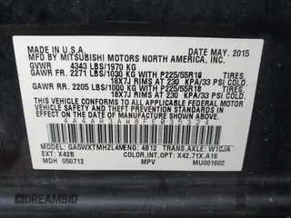 2015 Mitsubishi Outlander Sport 2.4 ES with VIN 4A4AR3AW8FE035324, listed as a IAAI auction lot 41802235 with 161,600 mi miles. Bid and sale history available at carsss.com. Image 9.