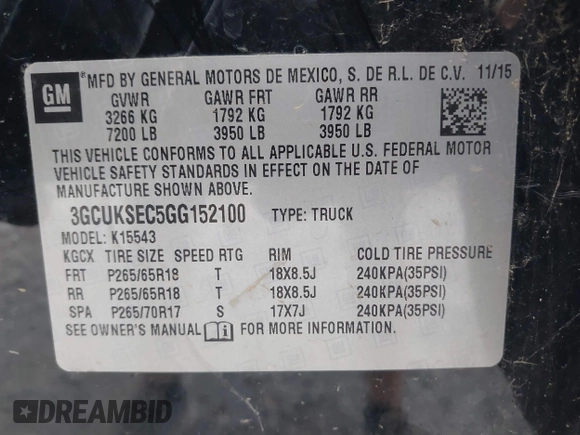 2016 Chevrolet Silverado 1500 LTZ with VIN 3GCUKSEC5GG152100, listed as a IAAI auction lot 40757876 with 87,858 mi miles. Bid and sale history available at carsss.com. Image 9.