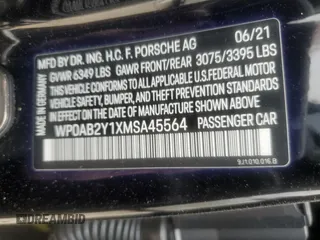 2021 Porsche Taycan 4S with VIN WP0AB2Y1XMSA45564, listed as a Copart auction lot 82447814 with 29,098 mi miles and Salvage title. Bid and sale history available at DreamBid. Image 12.
