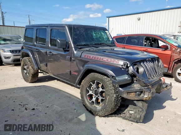 2020 Jeep Wrangler Unlimited Rubicon with VIN 1C4HJXFG3LW234034, listed as a Copart auction lot 55484915 with 23,891 mi miles and Salvage title. Bid and sale history available at DreamBid. Image 4.