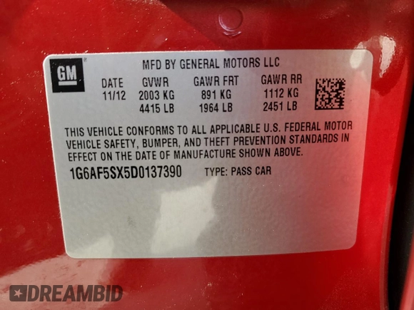2013 Cadillac ATS Premium with VIN 1G6AF5SX5D0137390, listed as a Copart auction lot 83096434 with 115,052 mi miles and Salvage Title. Bid and sale history available at carsss.com. Image 14.