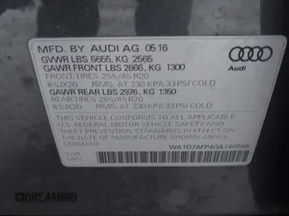 2016 Audi Q5 Premium Plus with VIN WA1D7AFP4GA149565, listed as a IAAI auction lot 41394280 with 81,915 mi miles. Bid and sale history available at carsss.com. Image 9.
