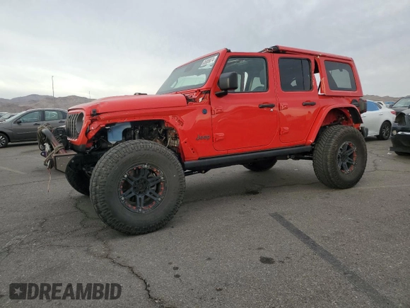 2024 Jeep Wrangler Rubicon X with VIN 1C4RJXFG5RW297553, listed as a Copart auction lot 85009074 with 838 mi miles and Salvage title. Bid and sale history available at DreamBid. Image 1.