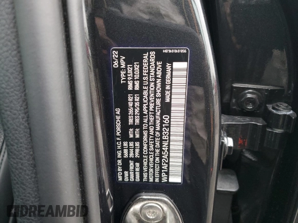 2022 Porsche Macan Turbo с VIN WP1AF2A54NLB32160, выставлен на аукционе Copart как лот 39059784 с пробегом 10 388 миль миль и . История ставок и продаж доступна на DreamBid. Изображение 13.