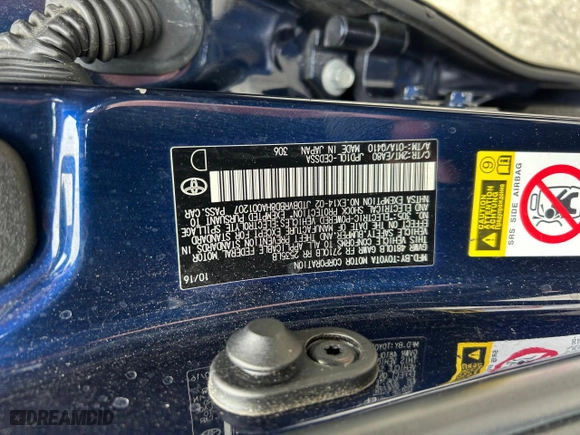 2017 Toyota Mirai with VIN JTDBVRBD8HA001207, listed as a Copart auction lot 53699745 with 87,008 mi miles and Clean Title. Bid and sale history available at carsss.com. Image 10.