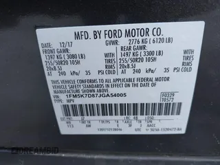 2018 Ford Explorer XLT z VIN 1FM5K7D87JGA54005, wystawiony jako IAAI lot #41879565 z przebiegiem 152 226 mil mil oraz . Historia ofert i sprzedaży dostępna na DreamBid. Obrazek 9.