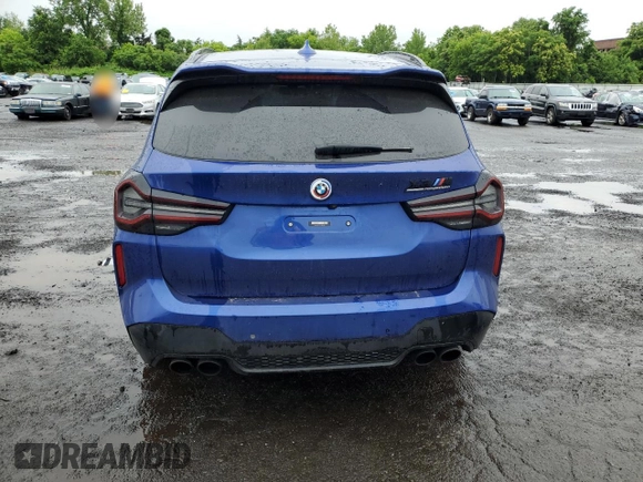 2023 BMW X3 M with VIN 5YM13EC05P9R94131, listed as a Copart auction lot 61018825 with 9,366 mi miles and Salvage title. Bid and sale history available at DreamBid. Image 6.