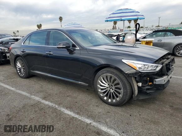 2018 Genesis G90 Ultimate with VIN KMHG54JH4JU038851, listed as a Copart auction lot 84758274 with 16,528 mi miles and Salvage Title. Bid and sale history available at DreamBid. Image 4.