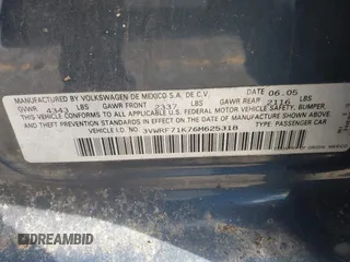 2006 Volkswagen Jetta 2.5L z VIN 3VWRF71K76M625318, wystawiony jako IAAI lot #41872926 z przebiegiem 69 892 mil mil oraz . Historia ofert i sprzedaży dostępna na DreamBid. Obrazek 9.