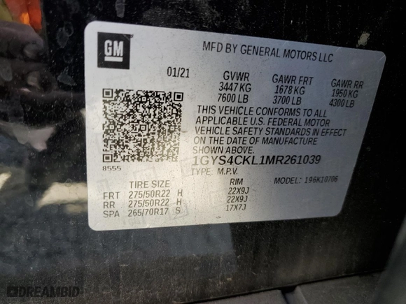 2021 Cadillac Escalade Premium Luxury with VIN 1GYS4CKL1MR261039, listed as a Copart auction lot 67672354 with 72,751 mi miles and Salvage Title. Bid and sale history available at carsss.com. Image 13.