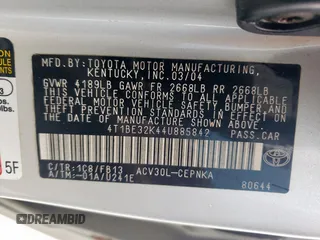 2004 Toyota Camry LE with VIN 4T1BE32K44U885842, listed as a Copart auction lot 53461085 with 94,938 mi miles and Clean Title. Bid and sale history available at carsss.com. Image 12.
