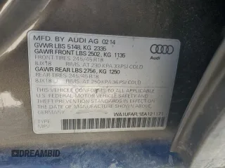 2014 Audi allroad Premium Plus with VIN WA1UFAFL1EA121171, listed as a Copart auction lot 82672884 with 0 mi miles and Salvage Title. Bid and sale history available at carsss.com. Image 13.