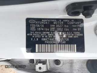 2016 Hyundai Accent SE with VIN KMHCT4AE2GU105708, listed as a IAAI auction lot 41886856 with 146,800 mi miles. Bid and sale history available at carsss.com. Image 9.
