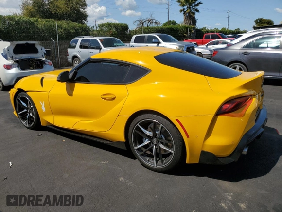 2021 Toyota Supra 3.0 z VIN WZ1DB0C01MW034802, wystawiony jako Copart lot #51387765 z przebiegiem Nie podano mil oraz Szkoda całkowita • Salvage title. Historia ofert i sprzedaży dostępna na DreamBid. Obrazek 2.