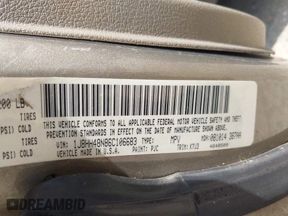 2006 Jeep Commander с VIN 1J8HH48N86C106683, выставлен на аукционе IAAI как лот 42563082 с пробегом 235 200 миль миль и . История ставок и продаж доступна на DreamBid. Изображение 9.