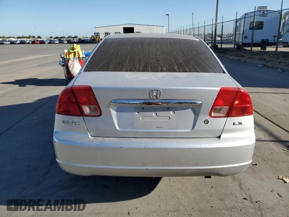 2001 Honda Civic LX with VIN 2HGES16551H562161, listed as a Copart auction lot 71089984 with 0 mi miles and Salvage Title. Bid and sale history available at carsss.com. Image 6.