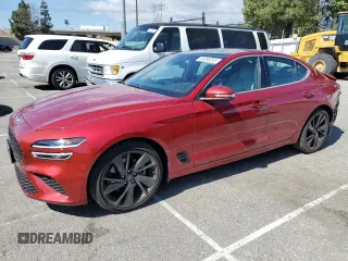2023 Genesis G70 2.0T with VIN KMTG34TA8PU120814, listed as a Copart auction lot 46258265 with 20,322 mi miles and Salvage Title. Bid and sale history available at carsss.com. Image 1.