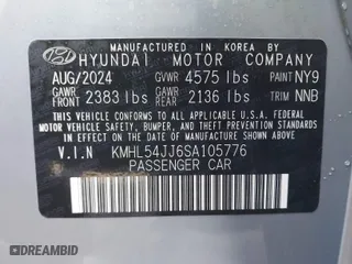 2025 Hyundai Sonata Hybrid Limited with VIN KMHL54JJ6SA105776, listed as a IAAI auction lot 41707662 with 1,428 mi miles. Bid and sale history available at carsss.com. Image 9.