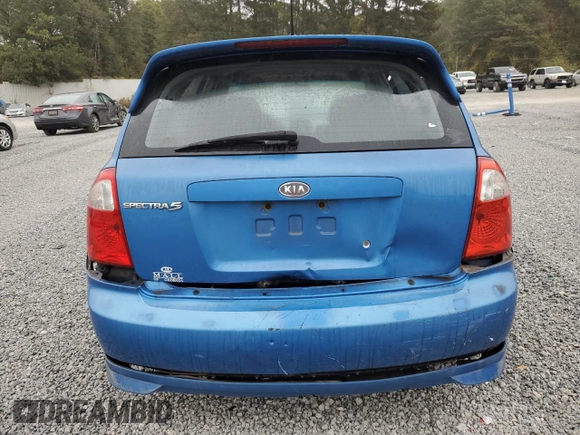 2005 Kia Spectra with VIN KNAFE161955108612, listed as a Copart auction lot 79648514 with 156,963 mi miles and Salvage Title. Bid and sale history available at carsss.com. Image 6.