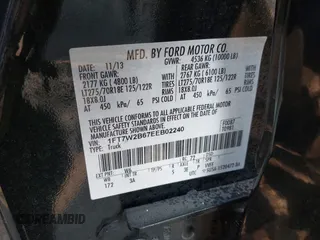 2014 Ford Super Duty F-250 SRW XL with VIN 1FT7W2B67EEB02240, listed as a IAAI auction lot 41448516 with 36,584 mi miles. Bid and sale history available at carsss.com. Image 9.