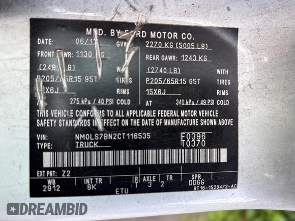 2012 Ford Transit Connect XLT с VIN NM0LS7BN2CT116535, выставлен на аукционе Copart как лот 64290765 с пробегом 135 637 миль миль и Чистый • Clean title. История ставок и продаж доступна на DreamBid. Изображение 10.